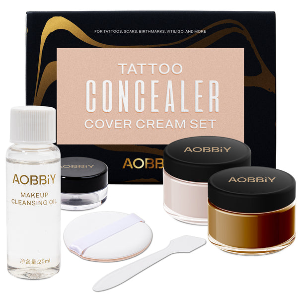 AOBBIY Waterproof Tattoo Concealer, Up-Version Tattoo Concealer Makeup. For Dark Spots, Scars, Vitiligo, And More. For Men and Women