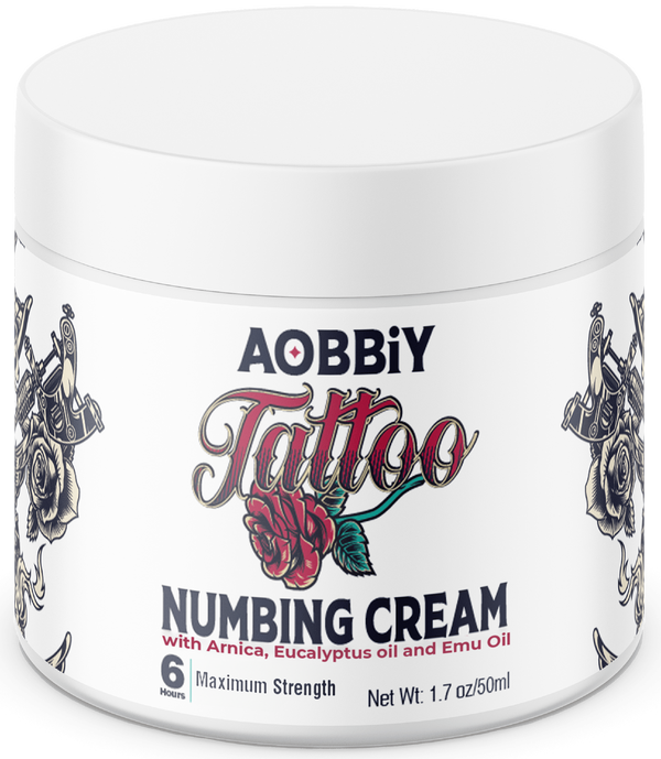 AOBBIY Tattoo Numbing Cream: Numbing Cream for Tattoos Extra Strength - Painless Tattoo Numbing Cream - Tattoo Numbing Cream Maximum Strength - 6 Hours Numbing Cream, 1.7oz / 50ml