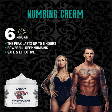 AOBBIY Tattoo Numbing Cream: Numbing Cream for Tattoos Extra Strength - Painless Tattoo Numbing Cream - Tattoo Numbing Cream Maximum Strength - 6 Hours Numbing Cream, 1.7oz / 50ml