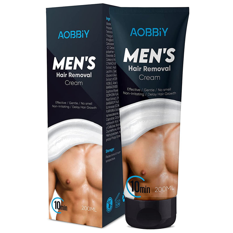 AOBBIY Men s Hair Removal Cream Depilatory Cream For Men Gentle yet Fast Working Fragrance Free Non Irritating for All Skin Types 200ML