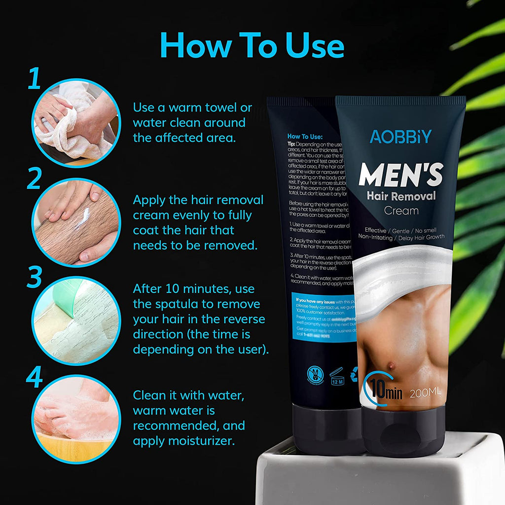 AOBBIY Men's Hair Removal Cream, Depilatory Cream For Men - Gentle yet